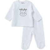 Hellobaby Erkek Bebek Kadife Alt-Sweatshirt Hayvan Baskılı Çıtçıtlı Bisiklet Yaka Uzun Kol Patikli - 6 - 9 Ay - Ekru