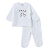 HelloBaby Erkek Bebek Kadife Alt-Sweatshirt Hayvan Baskılı Çıtçıtlı Bisiklet Yaka Uzun Kol Patikli - Ekru