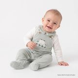 Hellobaby Erkek Bebek Kadife Tulum Araba Baskılı Düğmeli Gömlek Yaka Uzun Kol Patikli - Yeşil - 0 - 1 Ay
