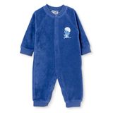 HelloBaby Erkek Bebek Kadife Tulum Hayvan Baskılı Çıtçıtlı Bisiklet Yaka Uzun Kol Patiksiz - İndigo