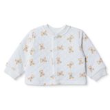 HelloBaby Erkek Bebek Kapitone Hırka Ayı Baskılı Çıtçıtlı Bisiklet Yaka Long Sleeve - Beyaz