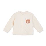 HelloBaby Erkek Bebek Kapitone Hırka Hayvan Baskılı Çıtçıtlı Bisiklet Yaka Long Sleeve - Ekru