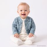 HelloBaby Erkek Bebek Kapitone Hırka Safari Baskılı Çıtçıtlı Bisiklet Yaka Long Sleeve - Açık Mavi