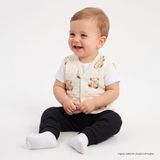 HelloBaby Erkek Bebek Kapitone Yelek Ayı Baskılı Çıtçıtlı V Yaka Sleeveless - Kahverengi