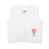 HelloBaby Erkek Bebek Kapitone Yelek Hayvan Baskılı Çıtçıtlı V Yaka Atlet - Ekru