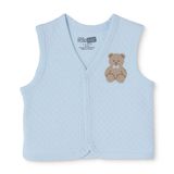 HelloBaby Erkek Bebek Kapitone Yelek Hayvan Baskılı Çıtçıtlı V Yaka Sleeveless - Mavi