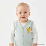 HelloBaby Erkek Bebek Kapitone Yelek Hayvan Baskılı Çıtçıtlı V Yaka Sleeveless - Yeşil