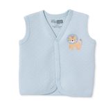 HelloBaby Erkek Bebek Kapitone Yelek Hayvan Baskılı V Yaka Atlet - Açık Mavi