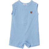 Hellobaby Erkek Bebek Kısa Tulum Çıtçıtlı Bisiklet Yaka Atlet Reçme - Mavi - 3 - 6 Ay
