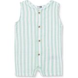 Hellobaby Erkek Bebek Kısa Tulum Çizgili Düğmeli Bisiklet Yaka Sleeveless Reçme - Yeşil Melanj - 18 - 24 Ay