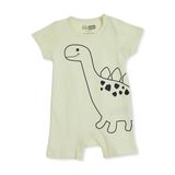 HelloBaby Erkek Bebek Kısa Tulum Dinozor Baskılı Çıtçıtlı Bisiklet Yaka Short Sleeve Reçme - Yeşil