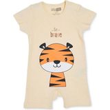 Hellobaby Erkek Bebek Kısa Tulum Hayvan Baskılı Çıtçıtlı Bisiklet Yaka Kısa Kol Reçme - Bej - 0 - 1 Ay