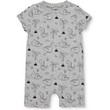 Hellobaby Erkek Bebek Kısa Tulum Hayvan Baskılı Çıtçıtlı Bisiklet Yaka Kısa Kol Reçme - Gri Melanj - 2 - 3 Yaş
