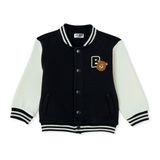 HelloBaby Erkek Bebek Kolej Ceket Ayı Baskılı Çıtçıtlı Bisiklet Yaka Long Sleeve - Siyah