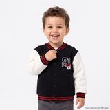 HelloBaby Erkek Bebek Kolej Ceket Ayı Baskılı Çıtçıtlı V Yaka Long Sleeve - Siyah