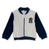 HelloBaby Erkek Bebek Kolej Ceket Ayı Baskılı Fermuarlı Bisiklet Yaka Long Sleeve - Ekru