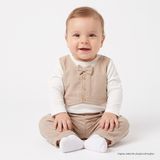 HelloBaby Erkek Bebek Mevlüt Kıyafeti Düğmeli Gömlek Yaka Uzun Kollu Patikli - Kahverengi
