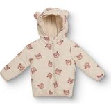 Hellobaby Erkek Bebek Mont Ayı Baskılı Fermuarlı Kapüşonlu Uzun Kol - Ekru - 3 - 4 Yaş