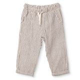 HelloBaby Erkek Bebek Pantolon Çizgili Bağcıklı Reçme - Ekru Baskılı