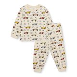 HelloBaby Erkek Bebek Pijama Takımı Araba Baskılı Bisiklet Yaka Uzun Kol Reçme - Bej