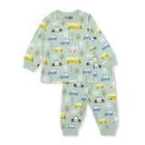HelloBaby Erkek Bebek Pijama Takımı Araba Baskılı Çıtçıtlı Bisiklet Yaka Long Sleeve Ribanalı - Yeşil