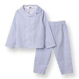 HelloBaby Erkek Bebek Pijama Takımı Çizgili Düğmeli Bebe Yaka Long Sleeve Reçme - Mavi