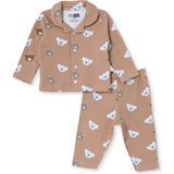 Hellobaby Erkek Bebek Pijama Takımı Hayvan Baskılı Düğmeli Gömlek Yaka Long Sleeve Reçme - Bej - 3 - 6 Ay