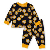 HelloBaby Erkek Bebek Pijama Takımı Kalp Baskılı Düğmeli Gömlek Yaka Long Sleeve Reçme - Antrasit