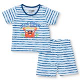 HelloBaby Erkek Bebek Pijama Takımı Taşıtlar Baskılı Çıtçıtlı Bisiklet Yaka Short Sleeve Reçme - Ekru