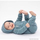 Hellobaby Erkek Bebek Polar Tulum Dinozor Baskılı Fermuarlı Kapüşonlu Uzun Kol Ribanalı - Petrol - 12 - 18 Ay