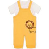 Hellobaby Erkek Bebek Salopet-Tişört Hayvan Baskılı Düğmeli Bisiklet Yaka Uzun Kol Patiksiz - 3 - 6 Ay - Sarı