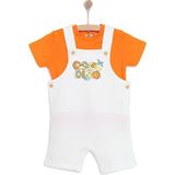 HelloBaby Erkek Bebek Şort Salopet-Tişört 2li Takım Bisiklet Yaka Reçme Paça Kısa Kol Turuncu 6-9 Ay -
