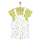HelloBaby Erkek Bebek Şort Salopet-Tshirt Bisiklet Yaka Kısa Kol Reçme - Mavi