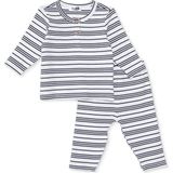 Hellobaby Erkek Bebek Sweatshirt-Alt Çizgili Düğmeli Bisiklet Yaka Uzun Kol Patiksiz - 9 - 12 Ay - Ekru Çizgili