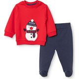 Hellobaby Erkek Bebek Sweatshirt-Alt Yeniyıl Baskılı Çıtçıtlı Bisiklet Yaka Uzun Kol Patikli - 9 - 12 Ay - Kırmızı