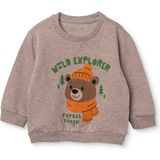 Hellobaby Erkek Bebek Sweatshirt Ayı Baskılı Bisiklet Yaka Long Sleeve - Bej Melanj - 4 - 5 Yaş