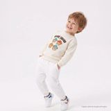 Hellobaby Erkek Bebek Sweatshirt Ayı Baskılı Bisiklet Yaka Long Sleeve - Ekru - 3 - 6 Ay