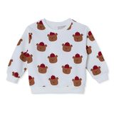 HelloBaby Erkek Bebek Sweatshirt Ayı Baskılı Bisiklet Yaka Long Sleeve - Ekru