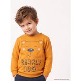 Hellobaby Erkek Bebek Sweatshirt Ayı Baskılı Bisiklet Yaka Long Sleeve - Kahverengi - 6 - 9 Ay