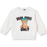 Hellobaby Erkek Bebek Sweatshirt Ayı Baskılı Bisiklet Yaka Uzun Kol - Ekru - 9 - 12 Ay
