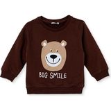 Hellobaby Erkek Bebek Sweatshirt Ayı Baskılı Bisiklet Yaka Uzun Kol - Kahverengi - 3 - 6 Ay