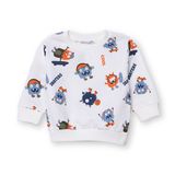 HelloBaby Erkek Bebek Sweatshirt Canavar Baskılı Bisiklet Yaka Uzun Kol - Ekru