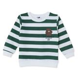 HelloBaby Erkek Bebek Sweatshirt Çizgili Bisiklet Yaka Uzun Kol - Yeşil Baskılı