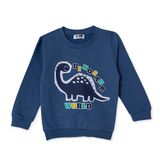 HelloBaby Erkek Bebek Sweatshirt Dinozor Baskılı Bisiklet Yaka Long Sleeve - İndigo
