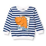 HelloBaby Erkek Bebek Sweatshirt Dinozor Baskılı Bisiklet Yaka Uzun Kol - Lacivert