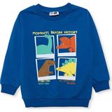 Hellobaby Erkek Bebek Sweatshirt Dinozor Baskılı Bisiklet Yaka Uzun Kol - Mavi - 9 - 12 Ay