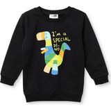 Hellobaby Erkek Bebek Sweatshirt Dinozor Baskılı Bisiklet Yaka Uzun Kol - Siyah - 9 - 12 Ay