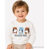 Hellobaby Erkek Bebek Sweatshirt Hayvan Baskılı Bisiklet Yaka Long Sleeve - Ekru - 6 - 9 Ay