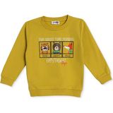 Hellobaby Erkek Bebek Sweatshirt Hayvan Baskılı Bisiklet Yaka Long Sleeve - Hardal - 6 - 9 Ay