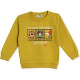 HelloBaby Erkek Bebek Sweatshirt Hayvan Baskılı Bisiklet Yaka Long Sleeve - Hardal